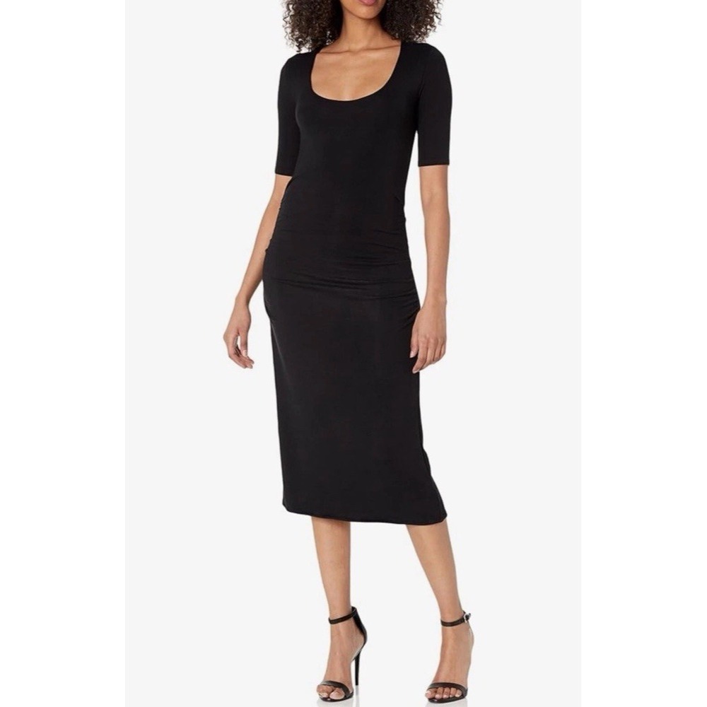 NWT Rebecca Taylor Ruched U Dress‎ Sz L Black - $225